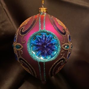 Glass vintage peacock ornament